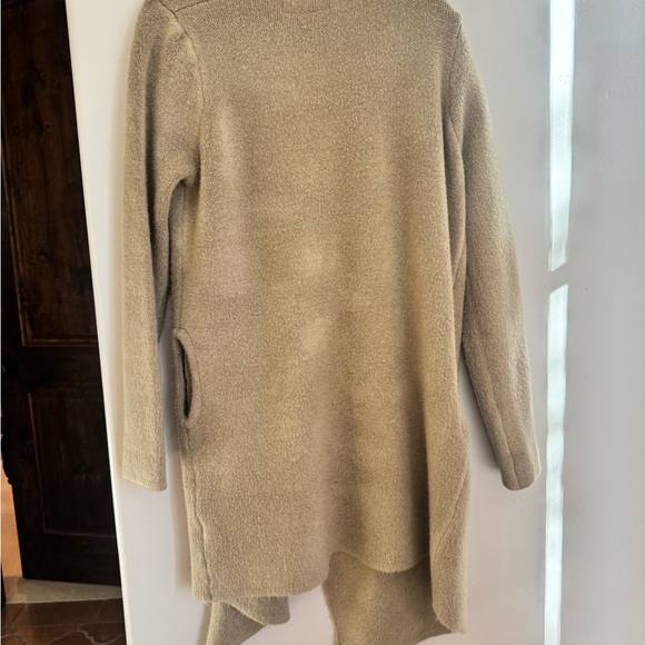 Wool Blend Waterfall Cardigan Neutral Cozy Minimalist Open Front Layer Scandi S - Picture 5 of 5